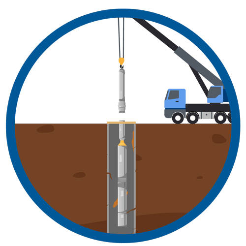 Sortie colonne et pompe forage 